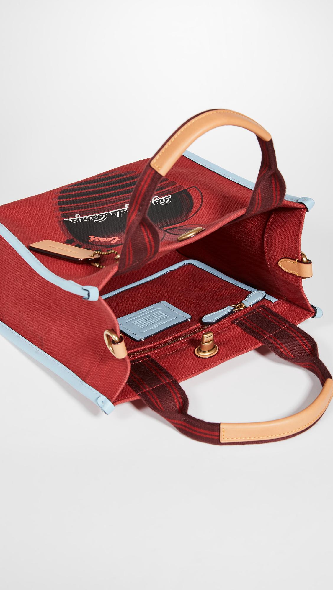 COACH Canvas Apple Shadow Small Tote in Red Lyst