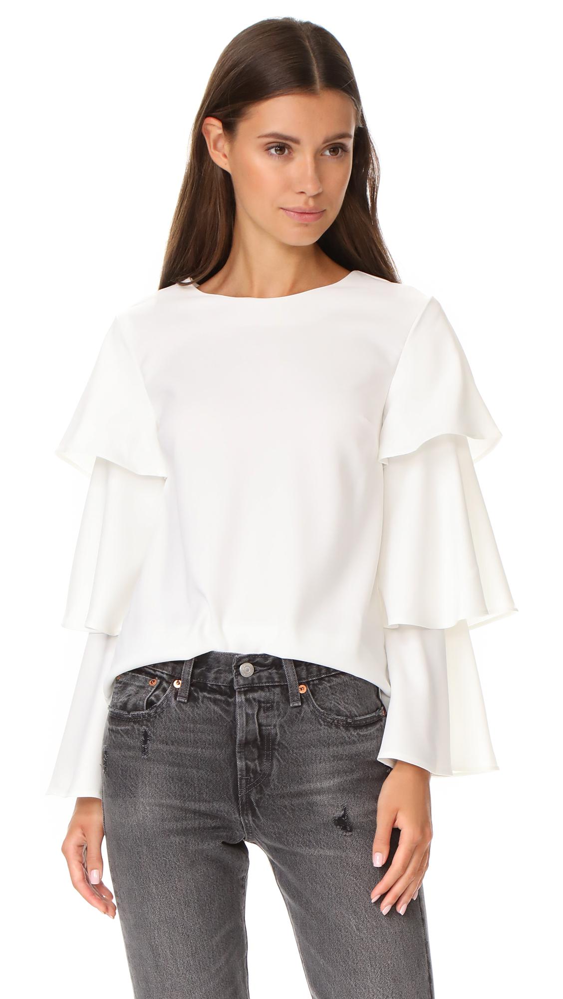 Lyst - English Factory Ruffle Accent Blouse in White