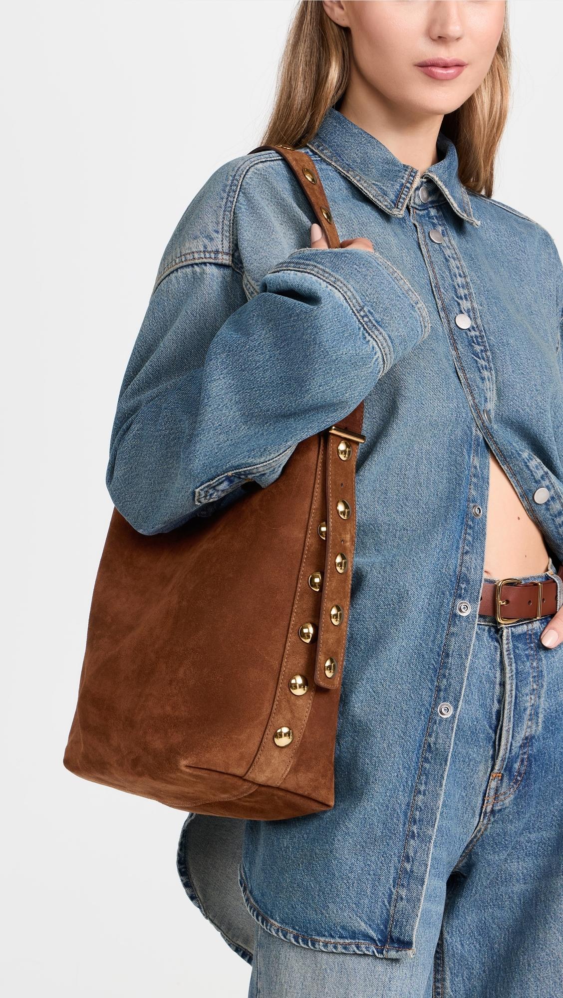 Madewell Stud Essentials Bucket Tote in Brown Lyst