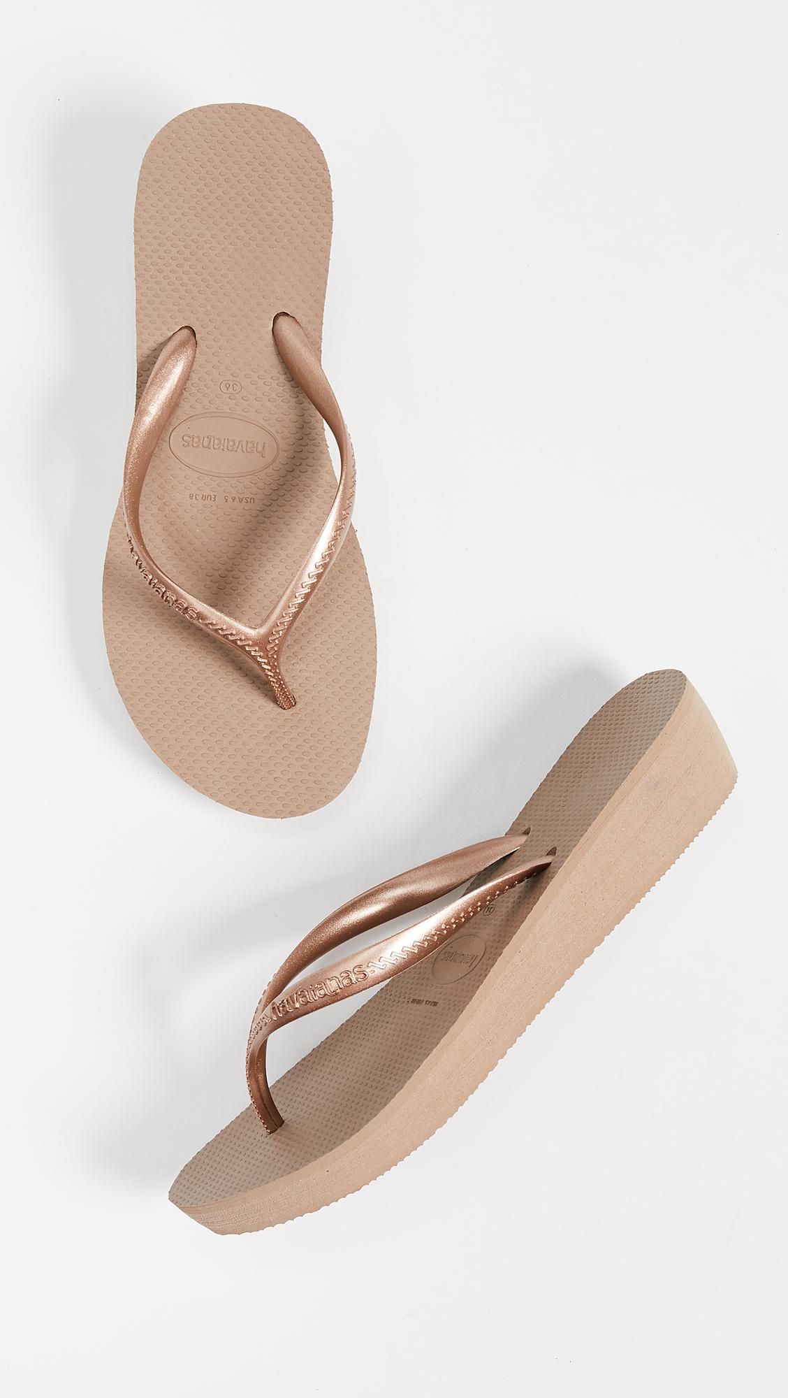 havaianas wedge rose gold