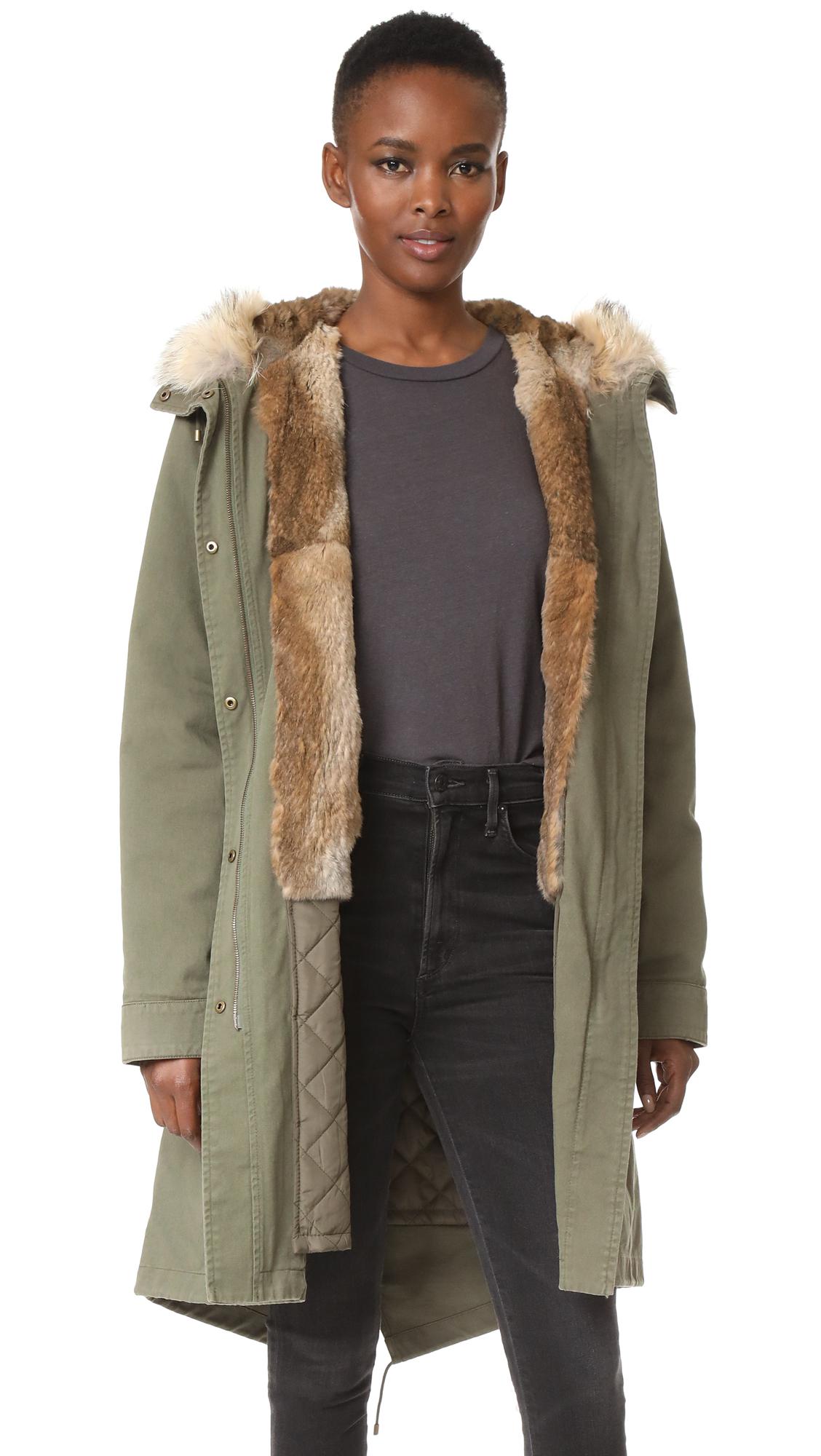Army by Yves Salomon Fur Hooded Jacket in Green - Lyst