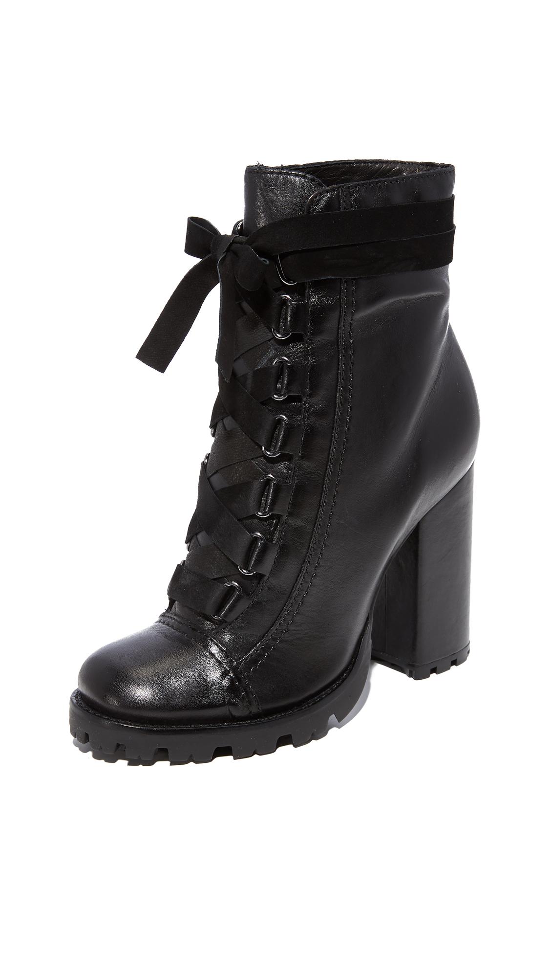 Schutz Leather Lisie Bow Platform Boots in Black - Lyst
