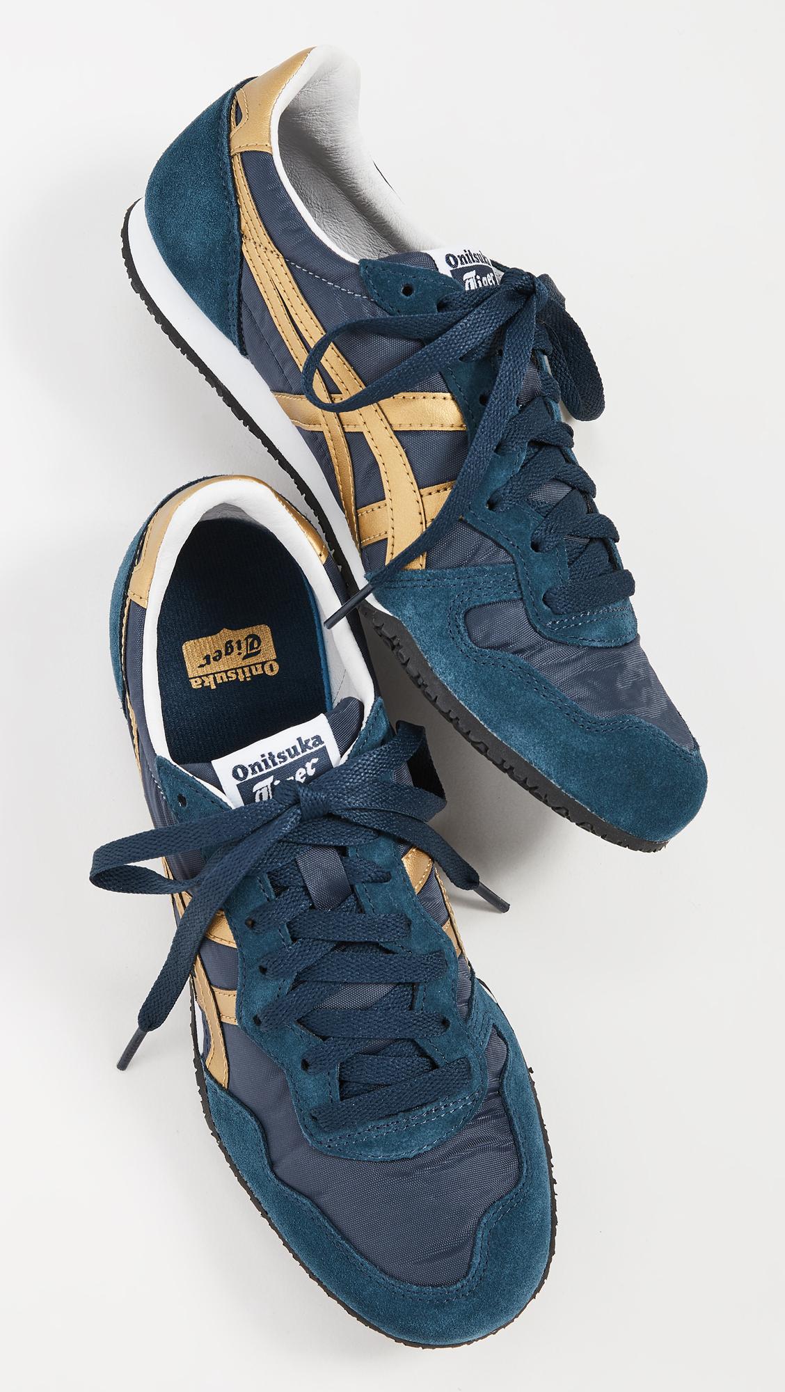 Onitsuka Tiger Serrano Sneakers In Navy Gold Blue Lyst