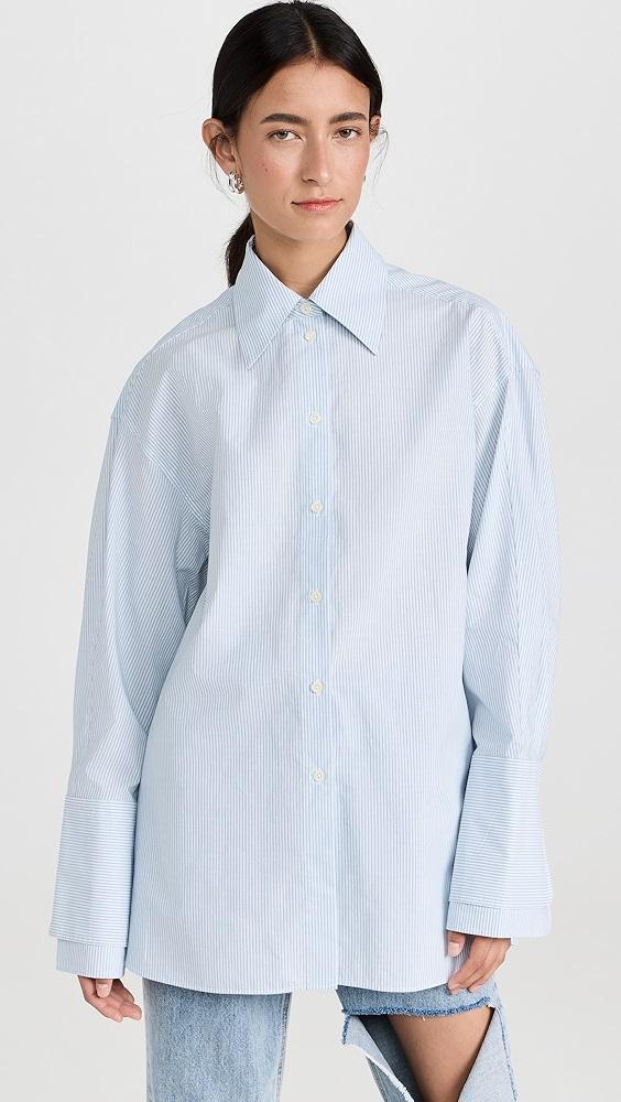 Rohe Double Cuff Shirt in Blue | Lyst