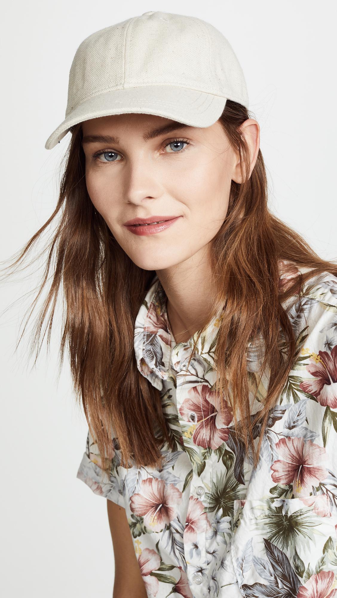 Madewell Linen Baseball Hat With Leather Trim | Lyst