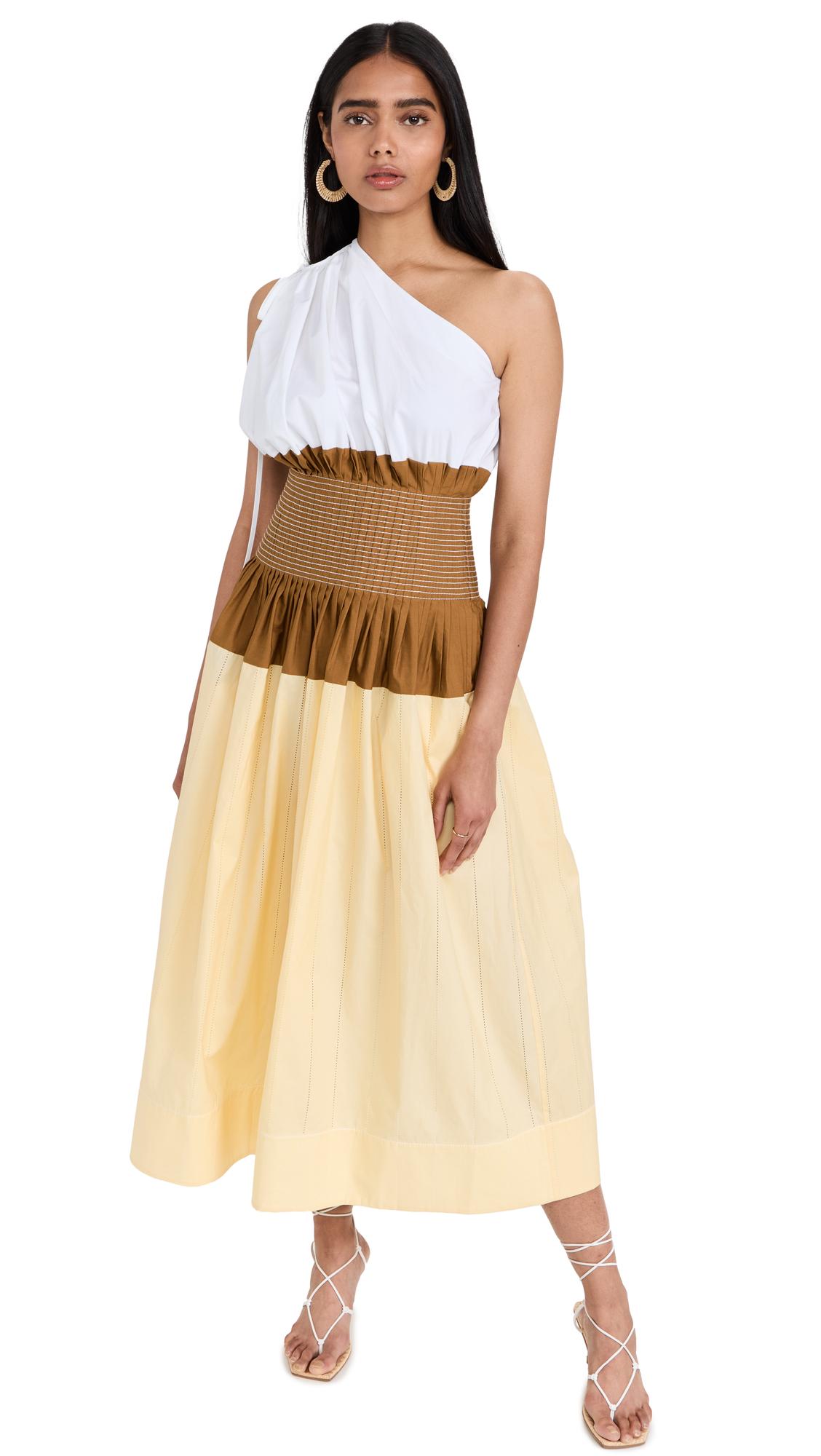 Tory Burch Colorblock One Shoulder Dress in White Lyst