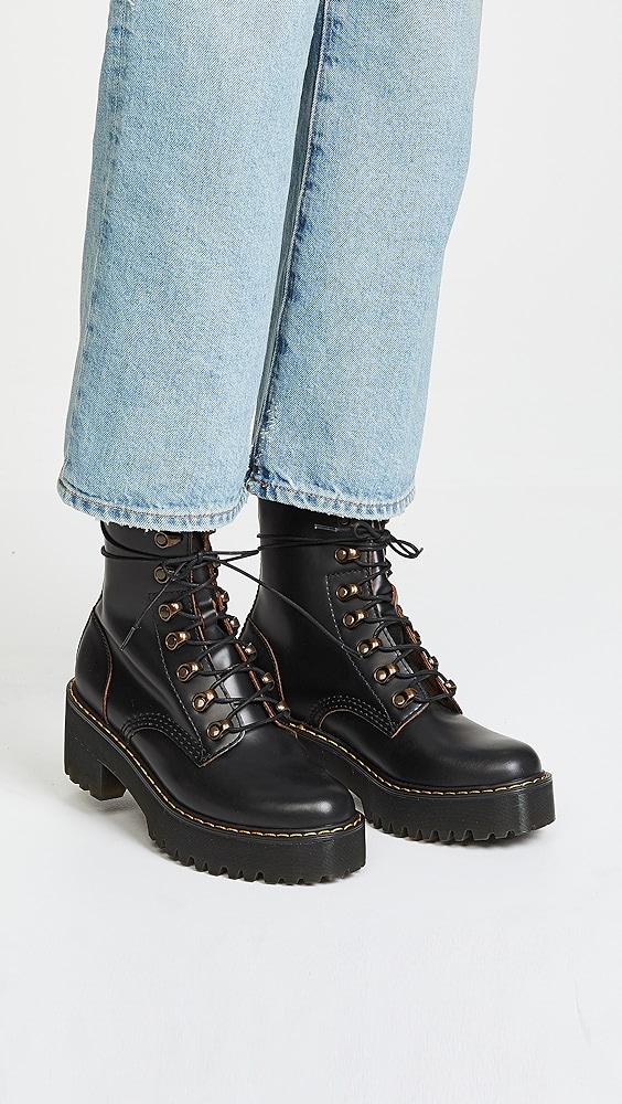 Dr. Martens Leona 7 Hook Boots in Black | Lyst
