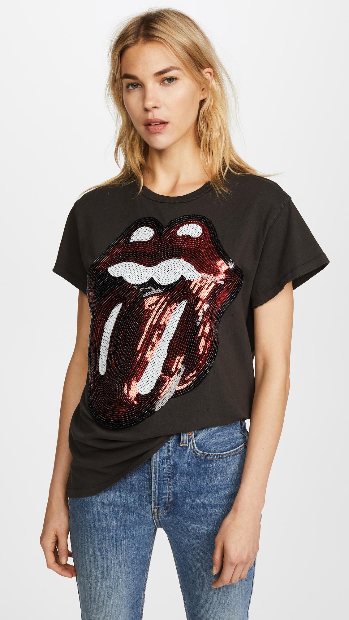 MadeWorn Cotton Rolling Stones Sequins Tee in Dirty Black (Black) - Lyst