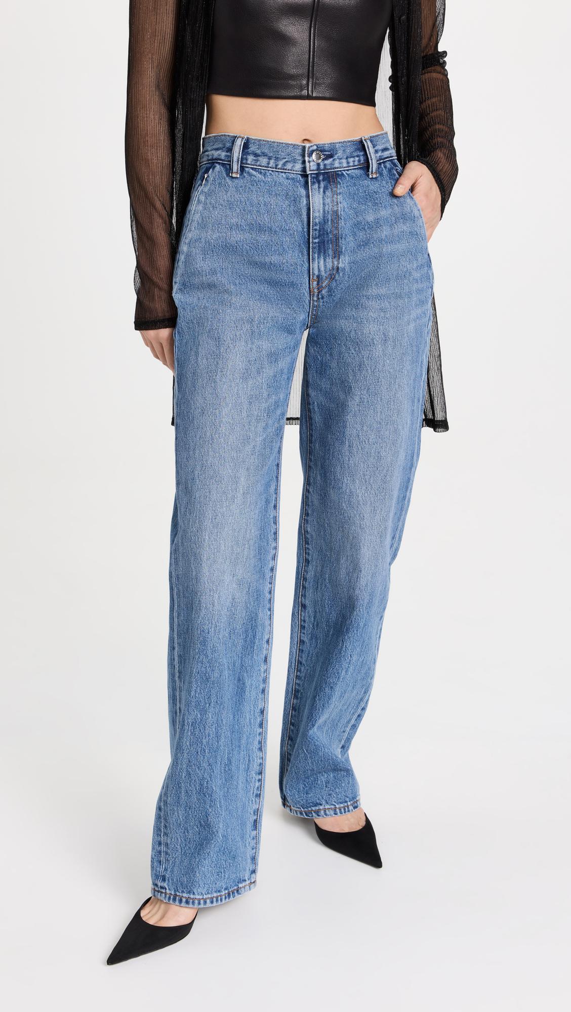 Alexander Wang Ez Mid Rise Relaxed Straight Jeans in Blue | Lyst