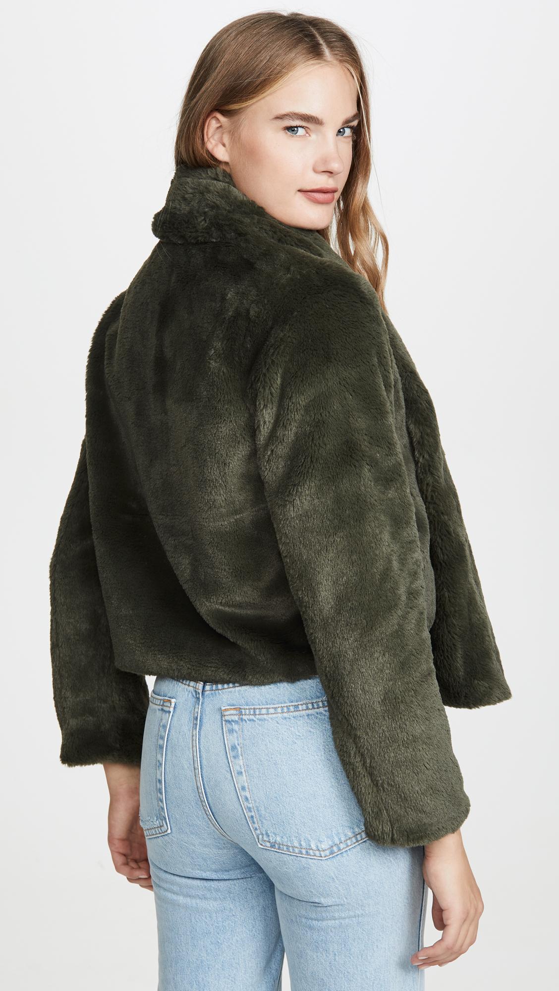 green fur bomber jacket