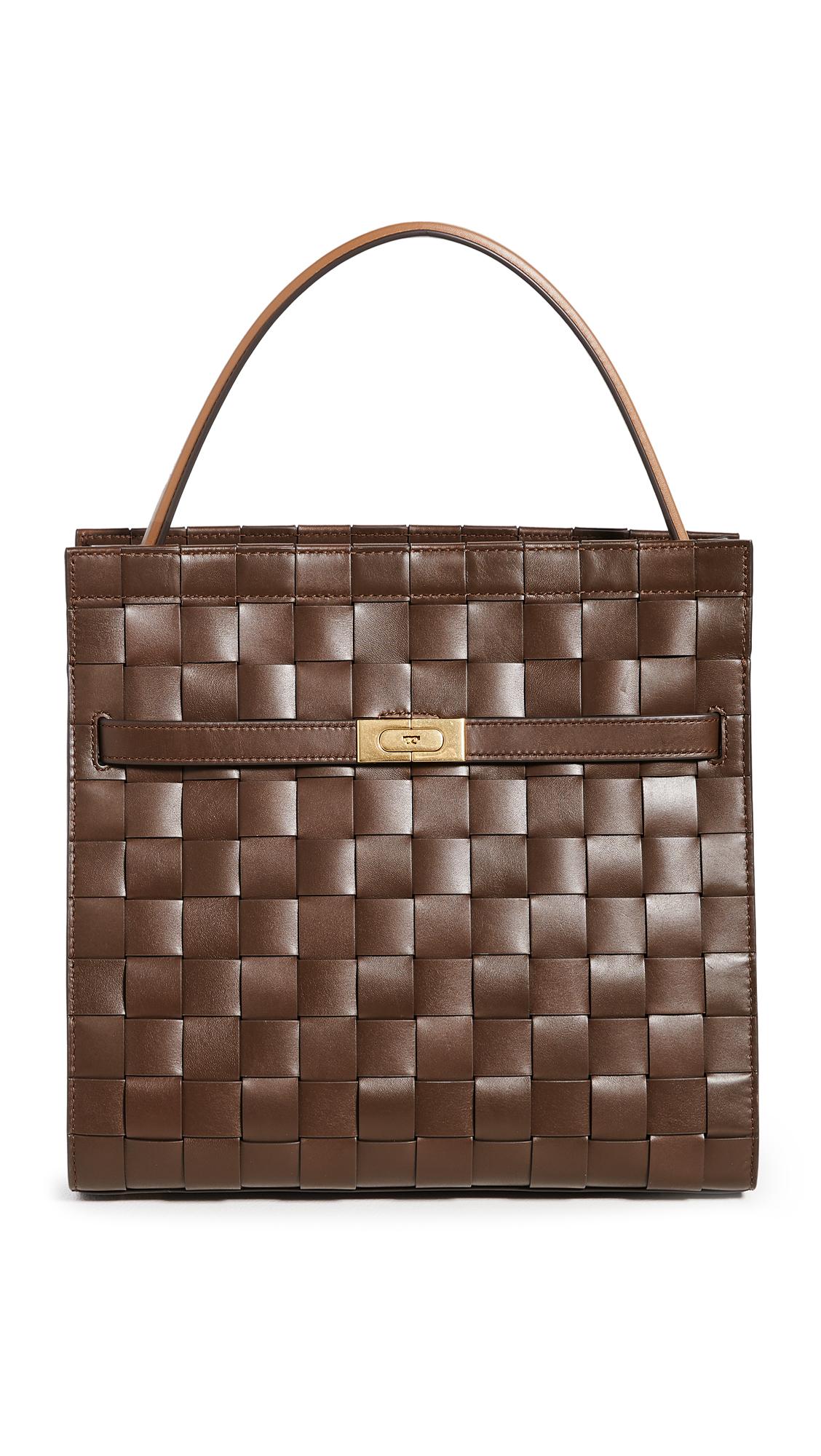 Tory Burch Lee Radziwill Woven Double Bag in Brown