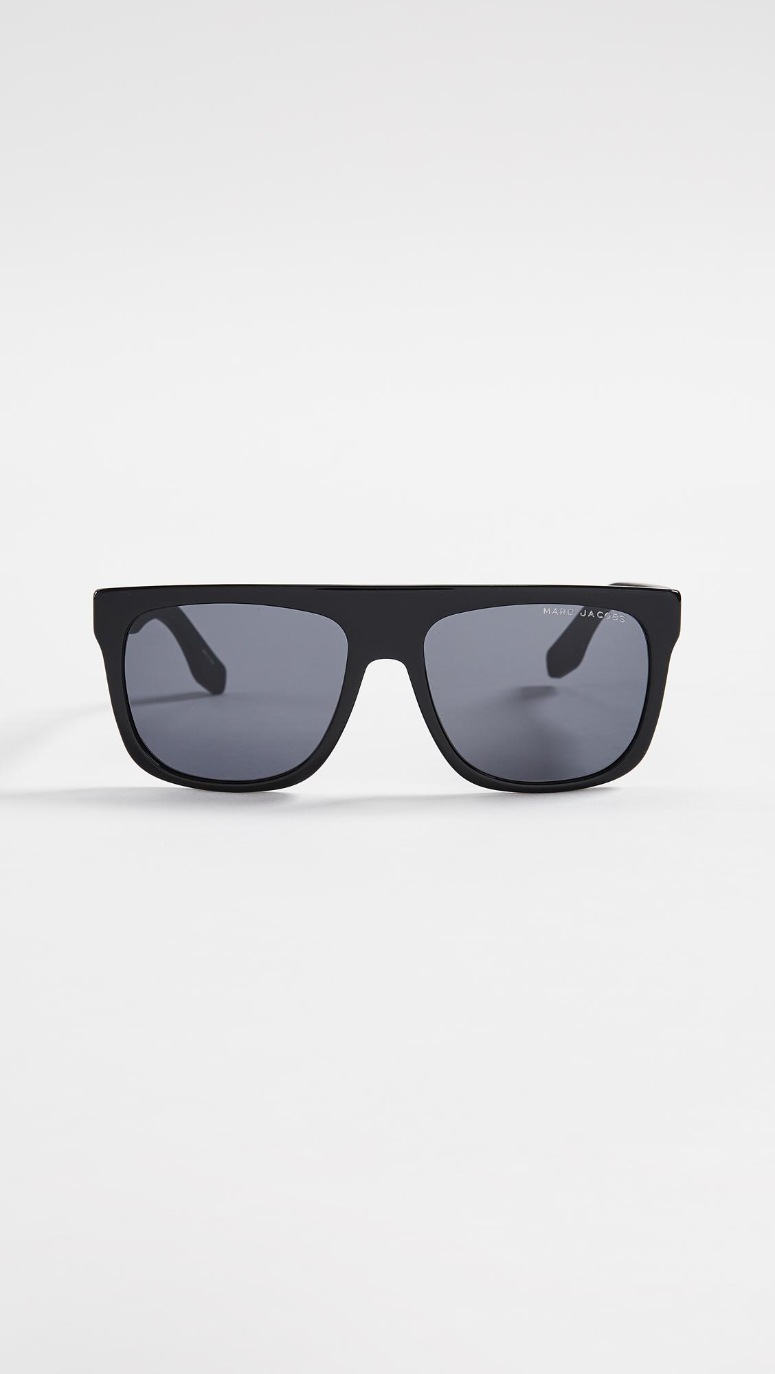 Marc Jacobs Rubber Sport Flat Top Sunglasses in Black | Lyst