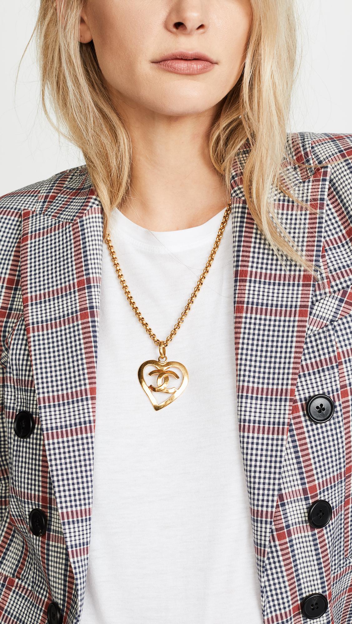 Chanel Cc Open Heart Necklace in Yellow 