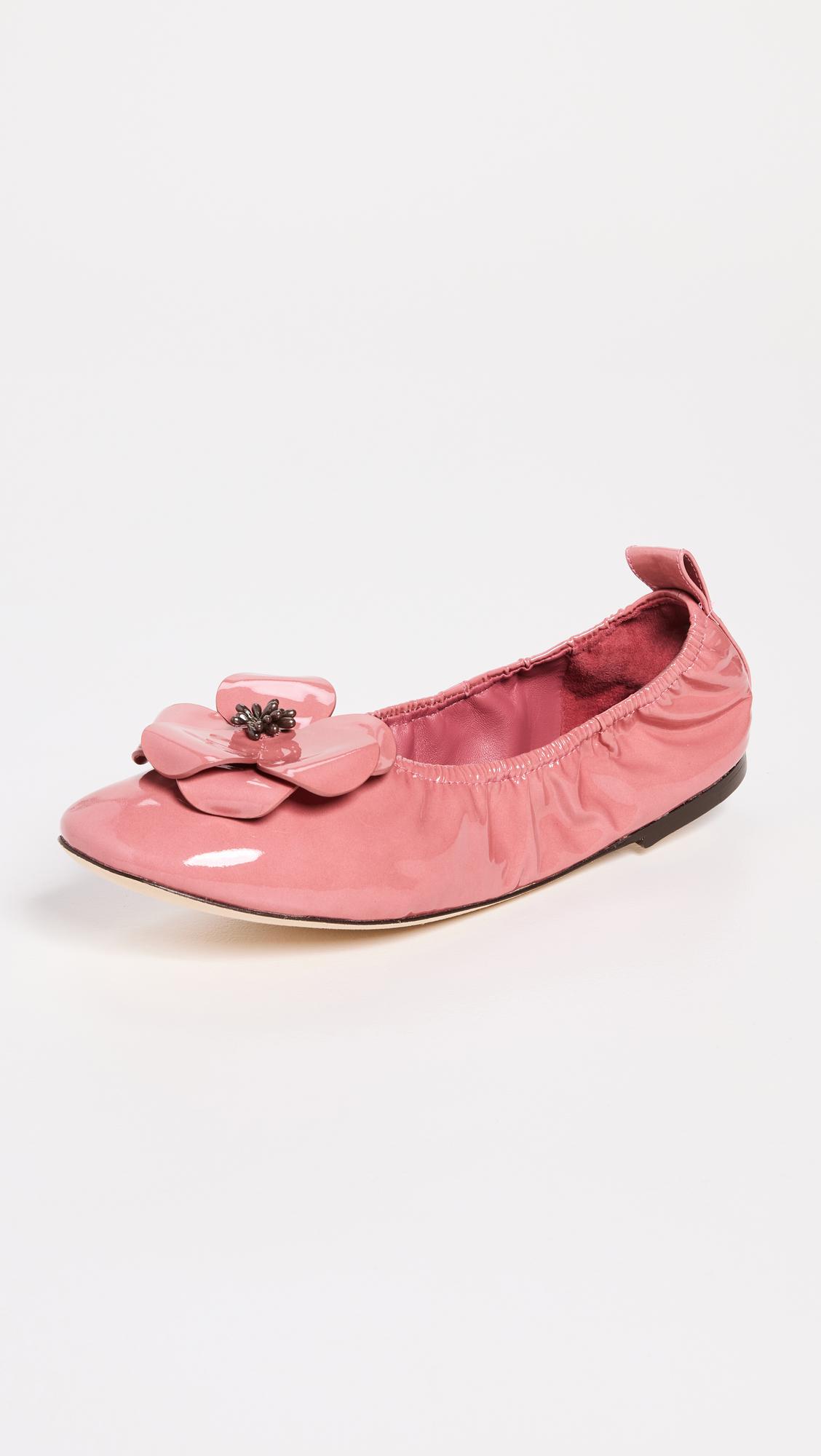 Tory Burch Flower Ballet Flats in Pink | Lyst