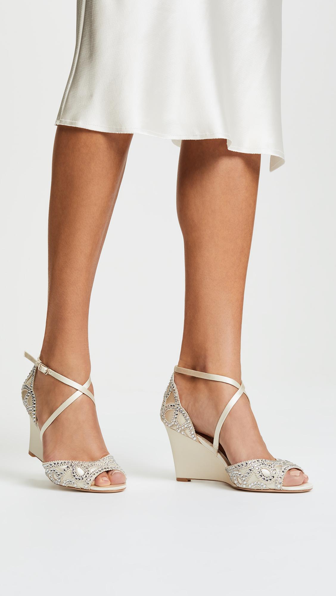 badgley mischka winter strappy wedge pump