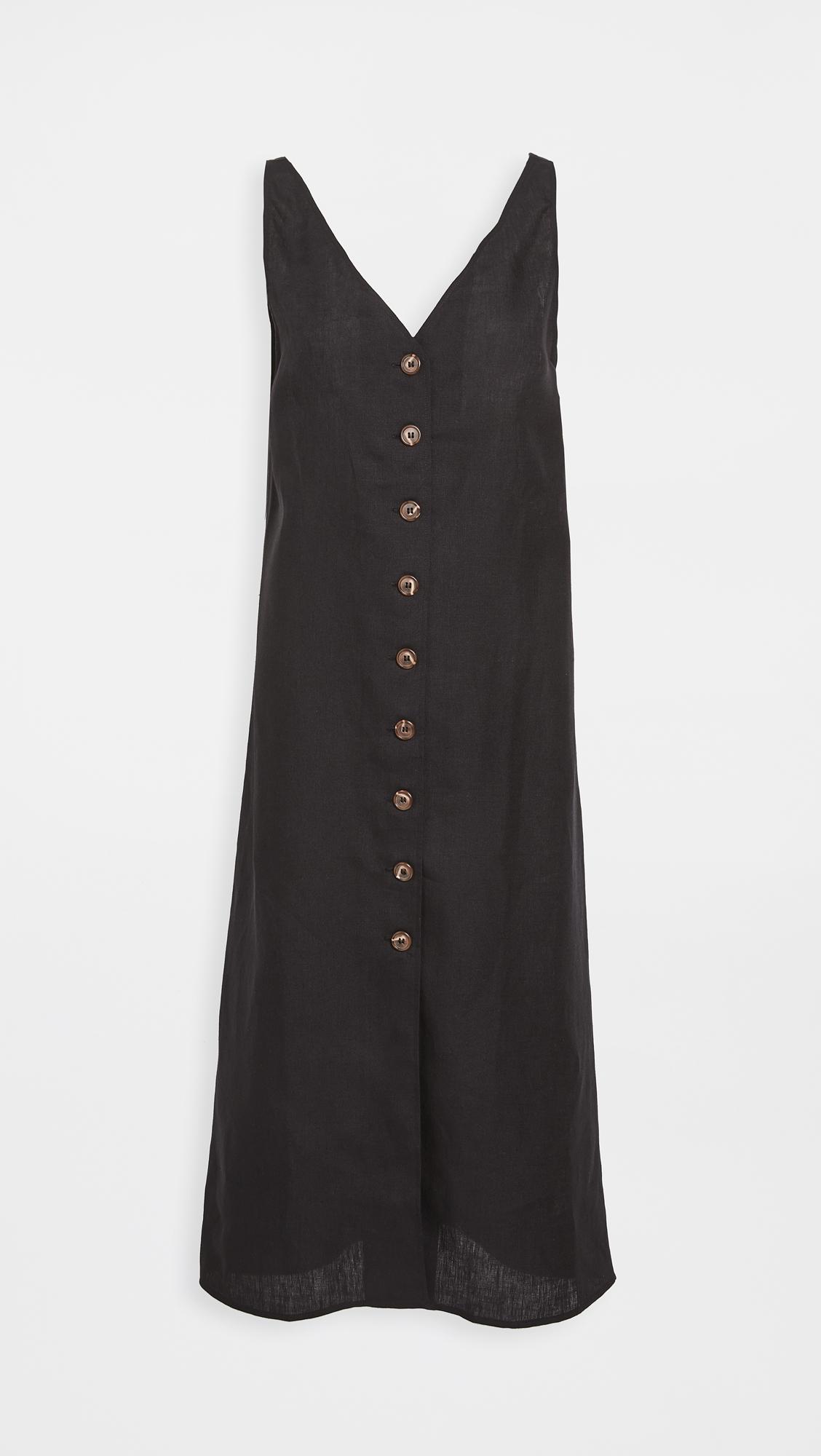 Reformation Cliff Linen Dress in Black | Lyst