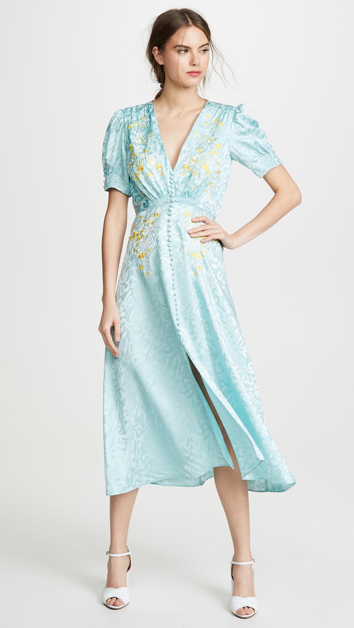 Saloni Silk Lea Dress in Blue | Lyst