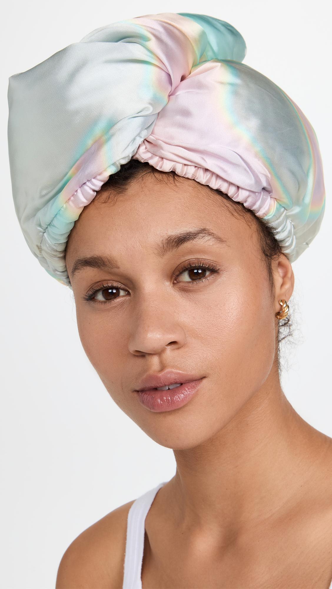 satin wrapped hair towel