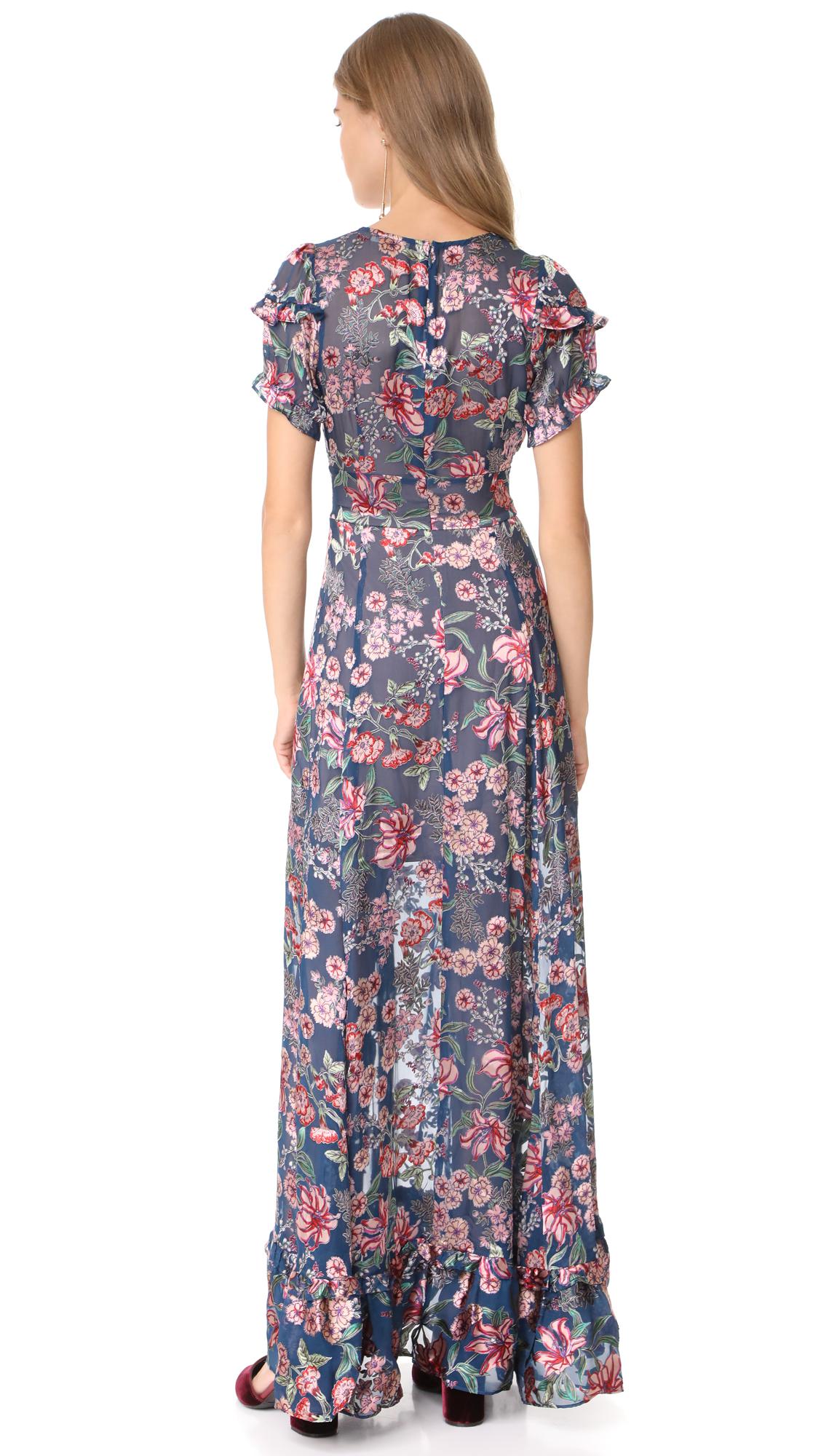Lemons Chiffon Flora Maxi Dress 