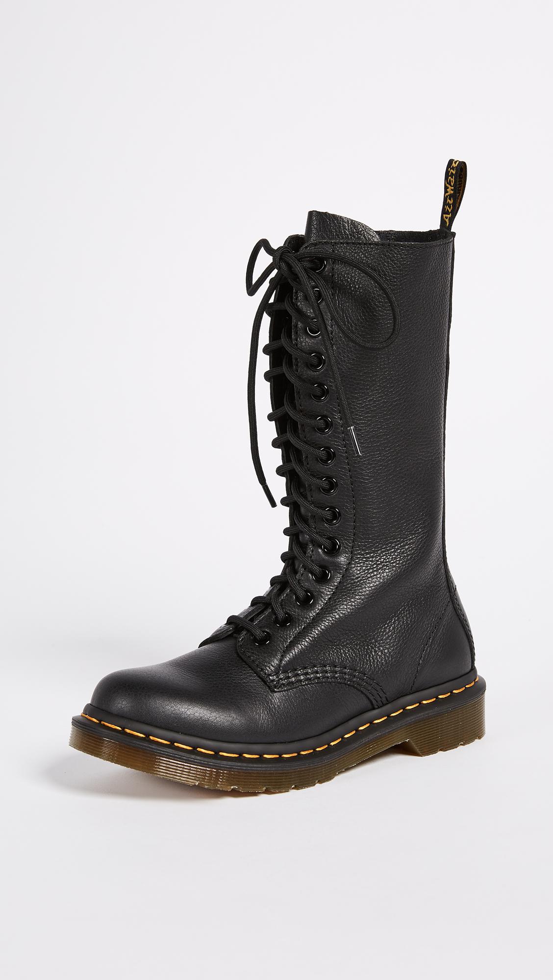 Dr. Martens Leather 1b99 14 Eye Zip Boots in Black | Lyst