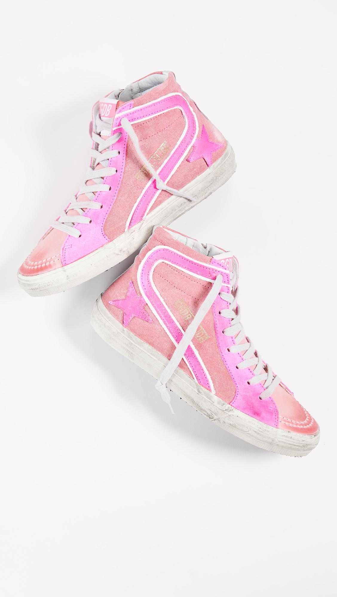 Golden Goose Canvas Slide Sneakers in Pink | Lyst