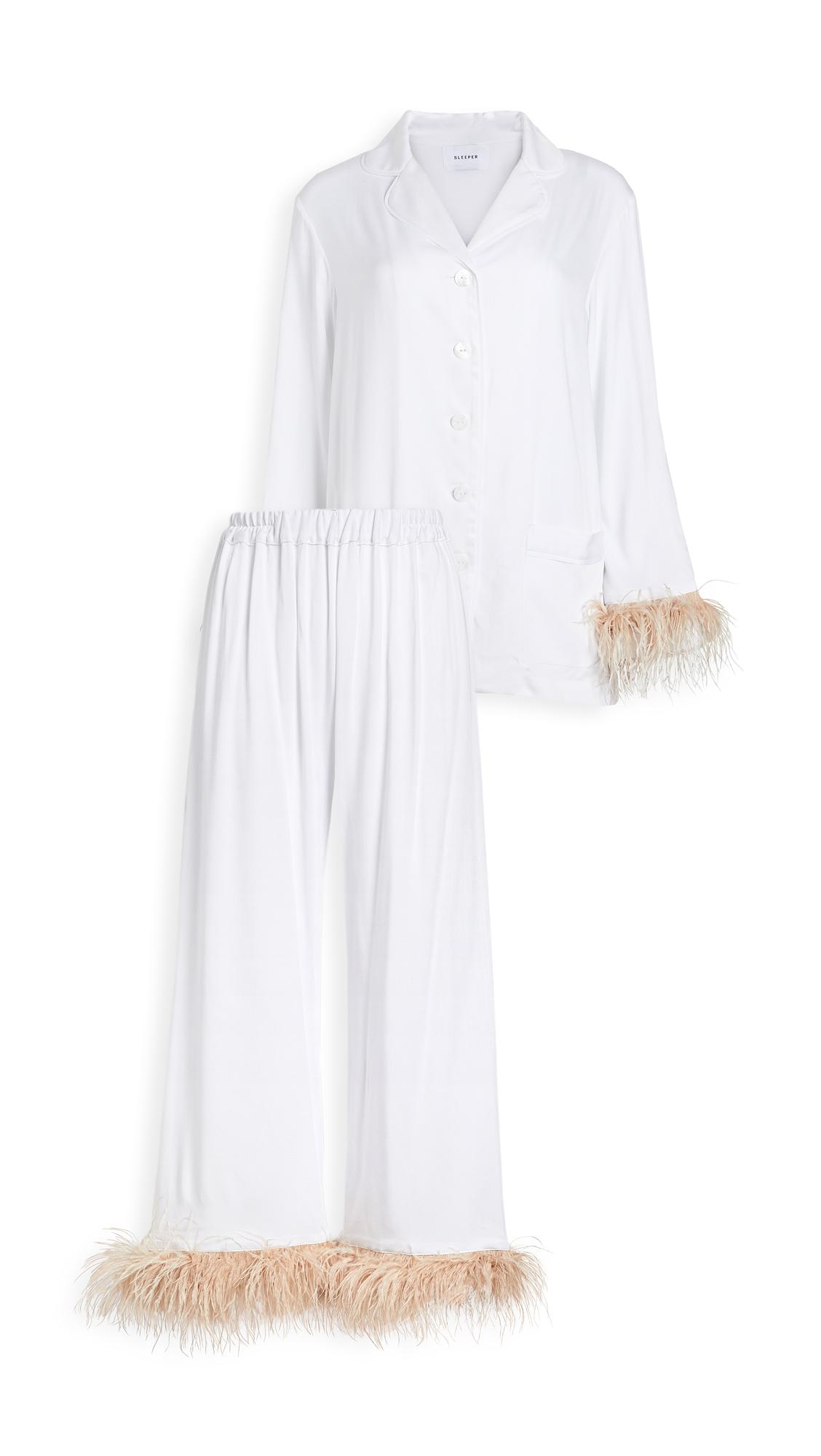 Sleeper Synthetic Pajama Set With Feathers in White Lyst