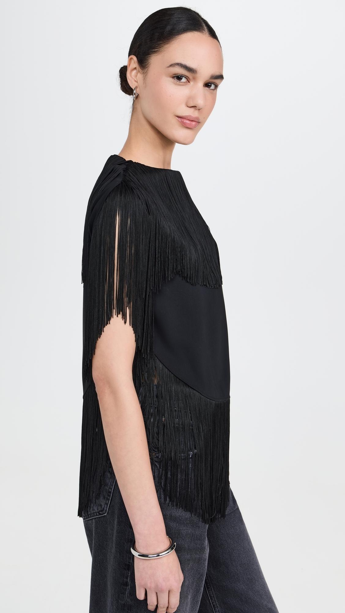 MM6 by Maison Martin Margiela Fringe Top in Black | Lyst