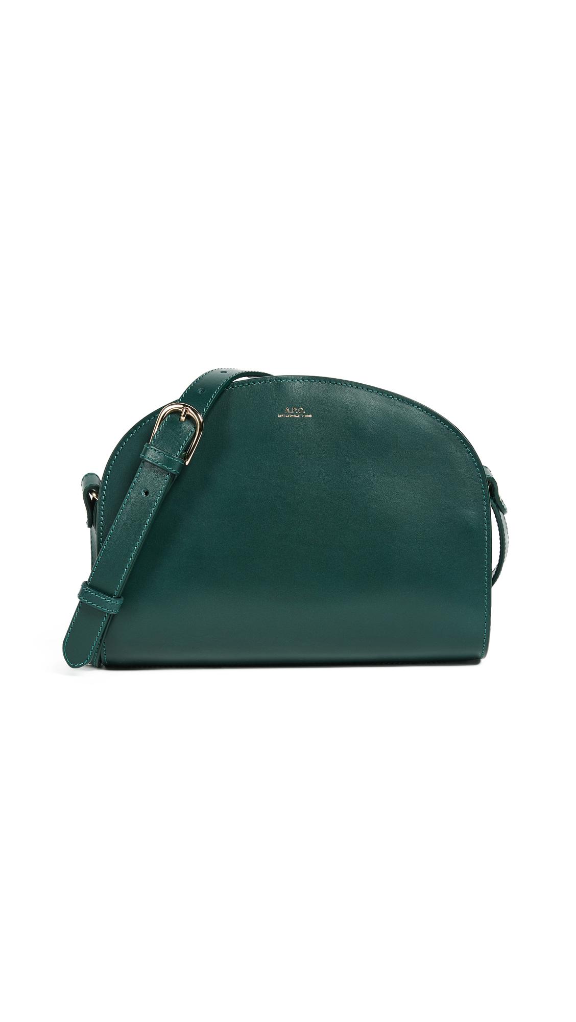A.P.C. Leather Half Moon Bag in Green | Lyst