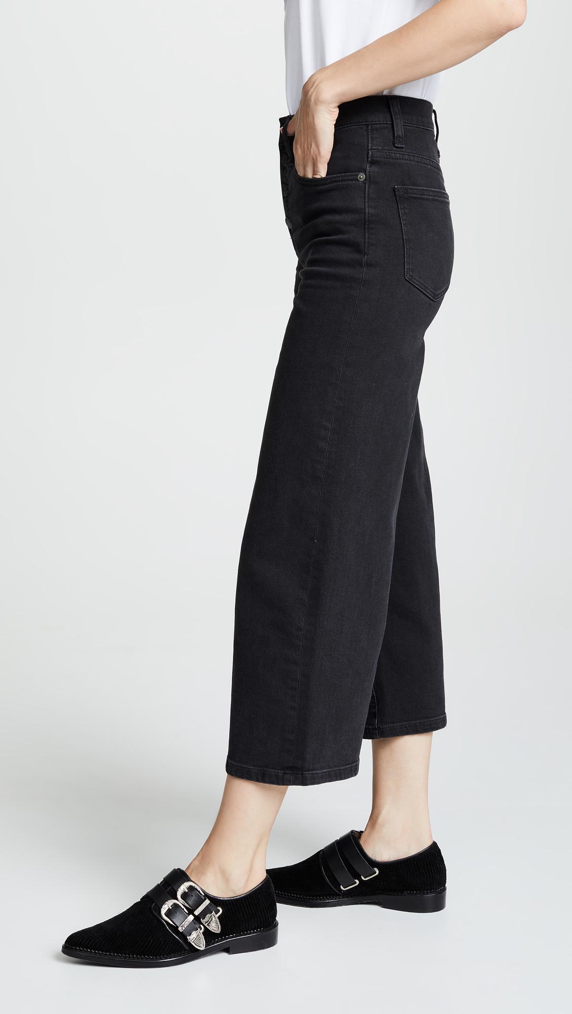 Madewell Denim Wide Leg Crop Jeans in Black - Lyst