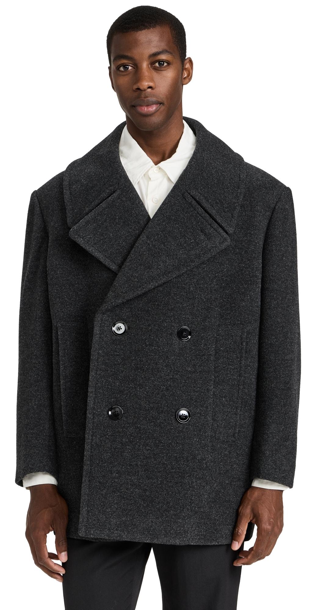 Lemaire Maxi Pea Coat in Black for Men | Lyst Lemaire Maxi Pea Coat in Black for Men | Lyst