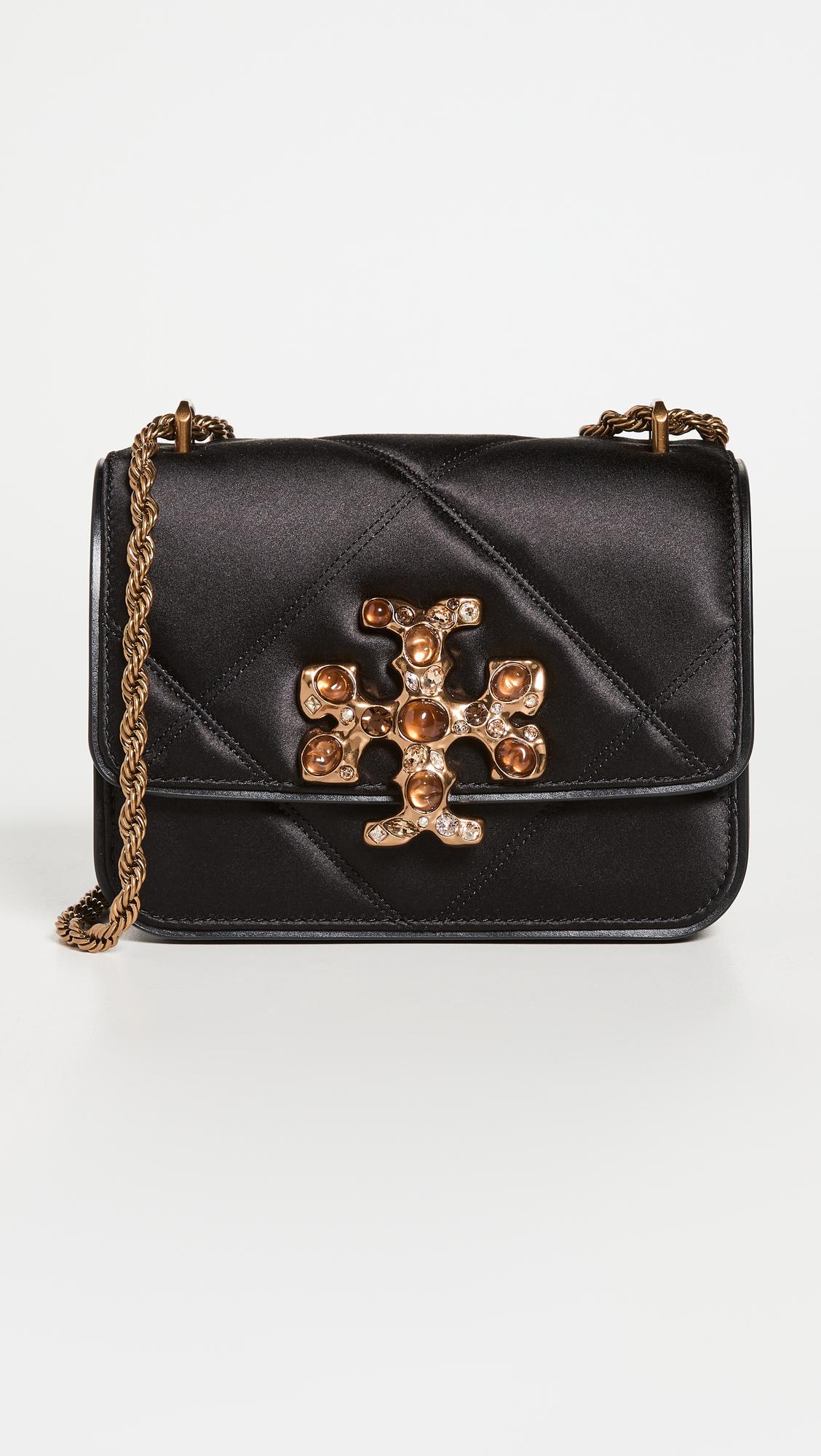 Tory Burch Eleanor Satin Small Convertible Shoulder Bag in Black | Lyst