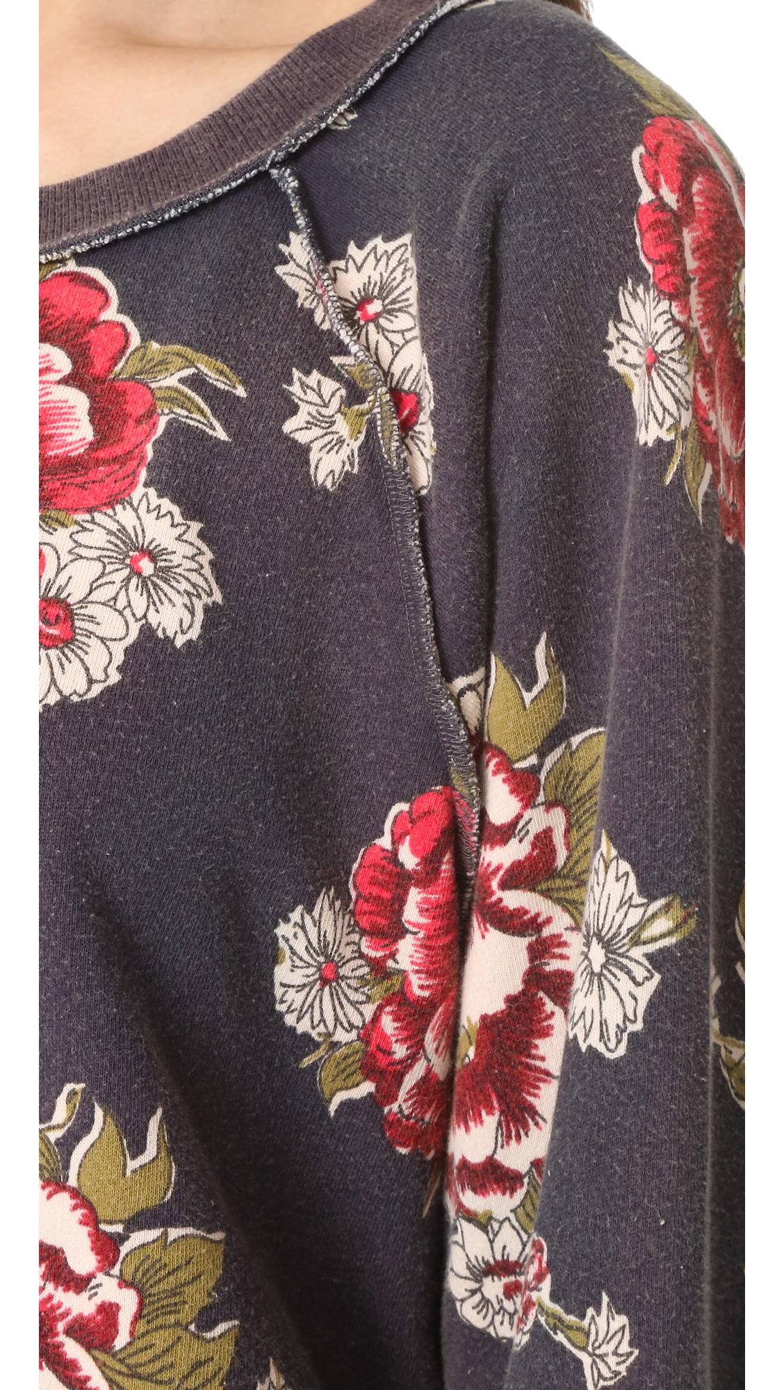 free people go on get floral sweatshirt