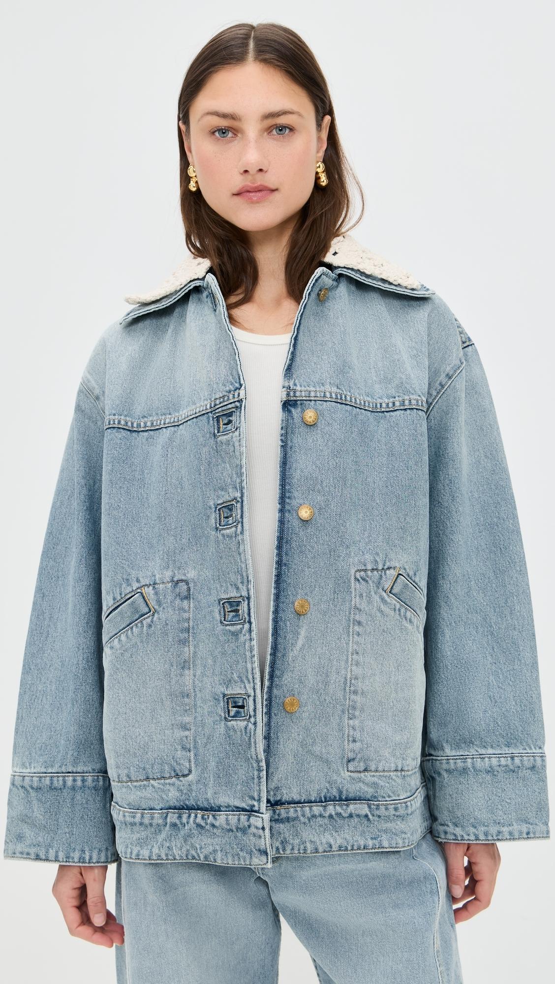 B Sides Stadium Jacket With Crochet Collar in Blue | Lyst