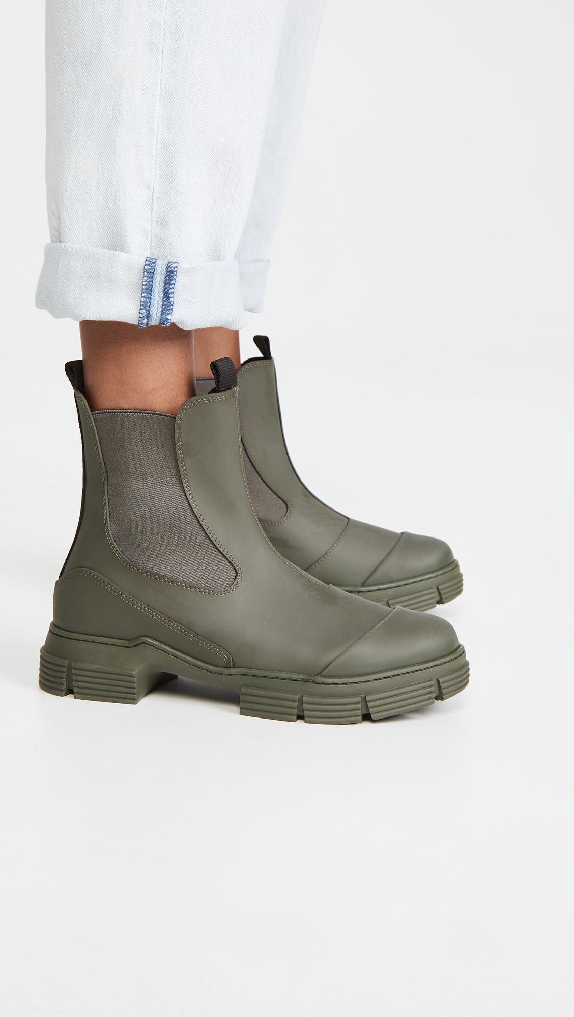 Ganni Recycled Rubber Boots in Green | Lyst