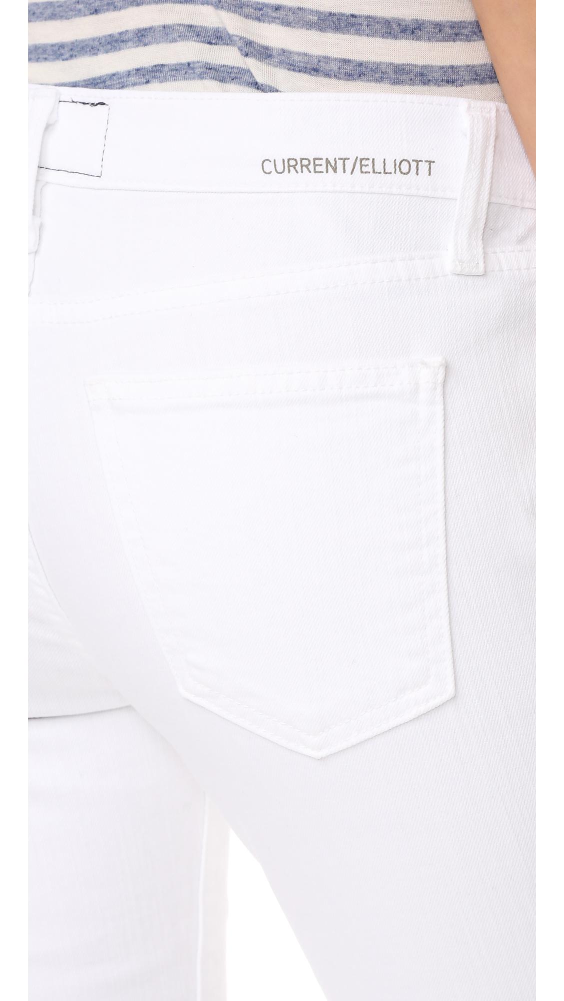 Current/Elliott The Cropped Flip Flop Jeans in White | Lyst