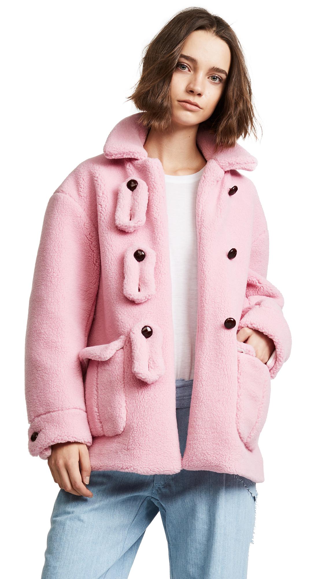 Lyst - Olympia Le-Tan Alicia Teddy Bear Coat in Pink