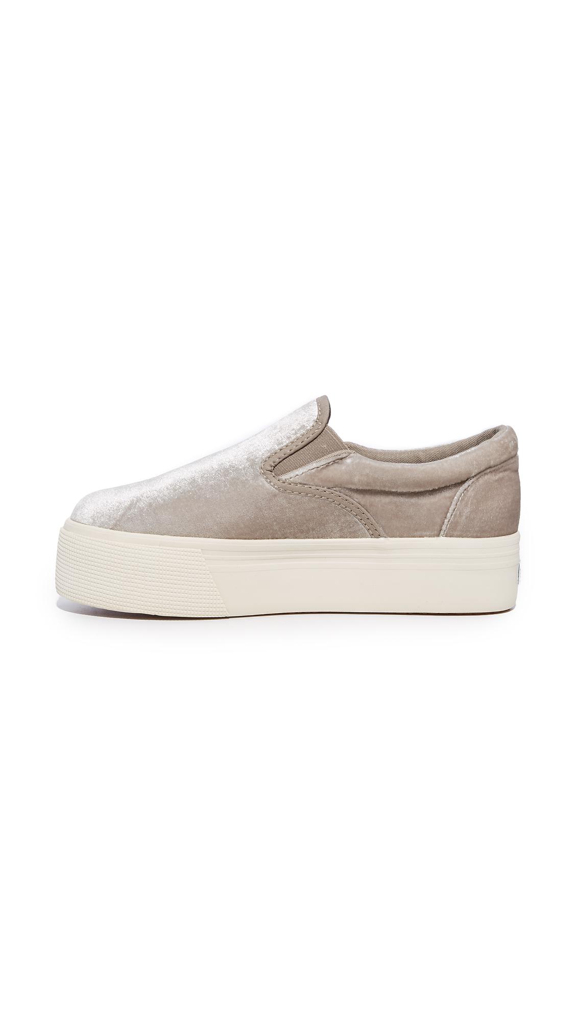 Superga 2314 Velvet Platform Slip On Sneakers in Gray | Lyst
