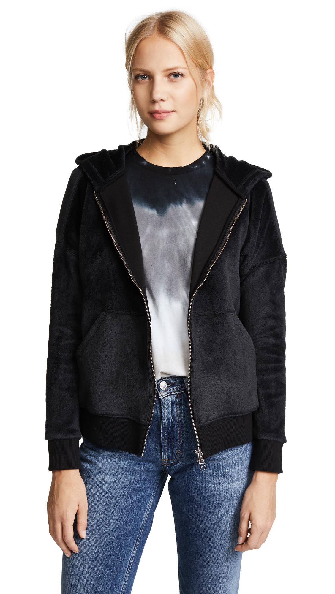 ATM Synthetic Velour Zip Up Hoodie in Black - Lyst