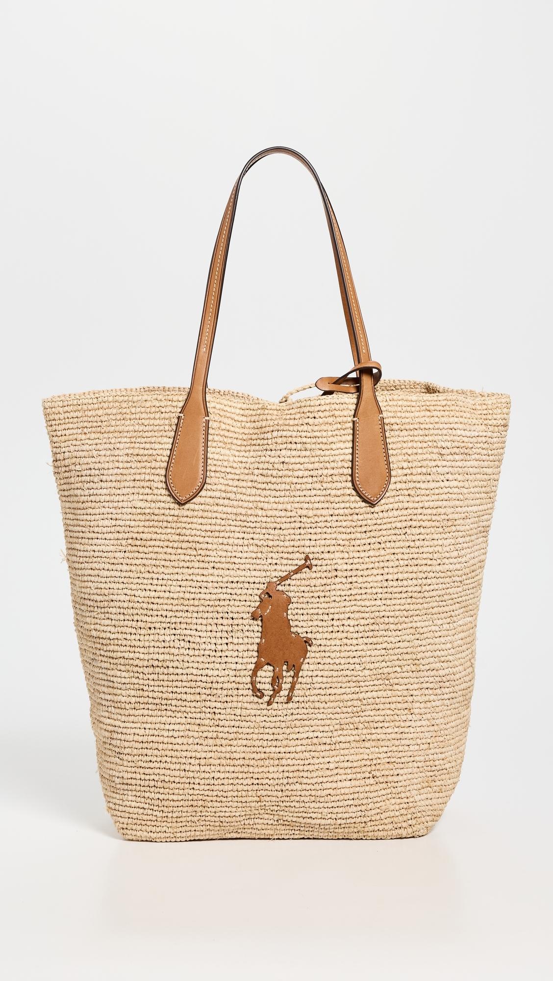 POLO RALPH LAUREN ビッグトート サファリコットンツイル/レザー Polo Ralph Lauren Large Raffia Tote in Natural | Lyst
