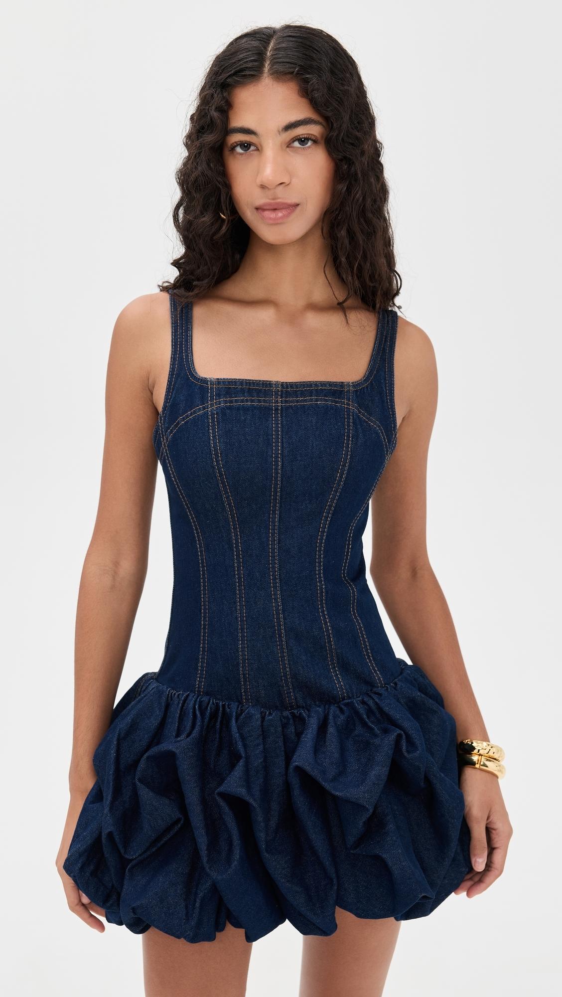 denim dress brand Faherty | Michelle | Women's | Size: 8 Featuring functioning front patch Colors:Light Blue/White Stripe giftwrap Sandro Navy White Crystal