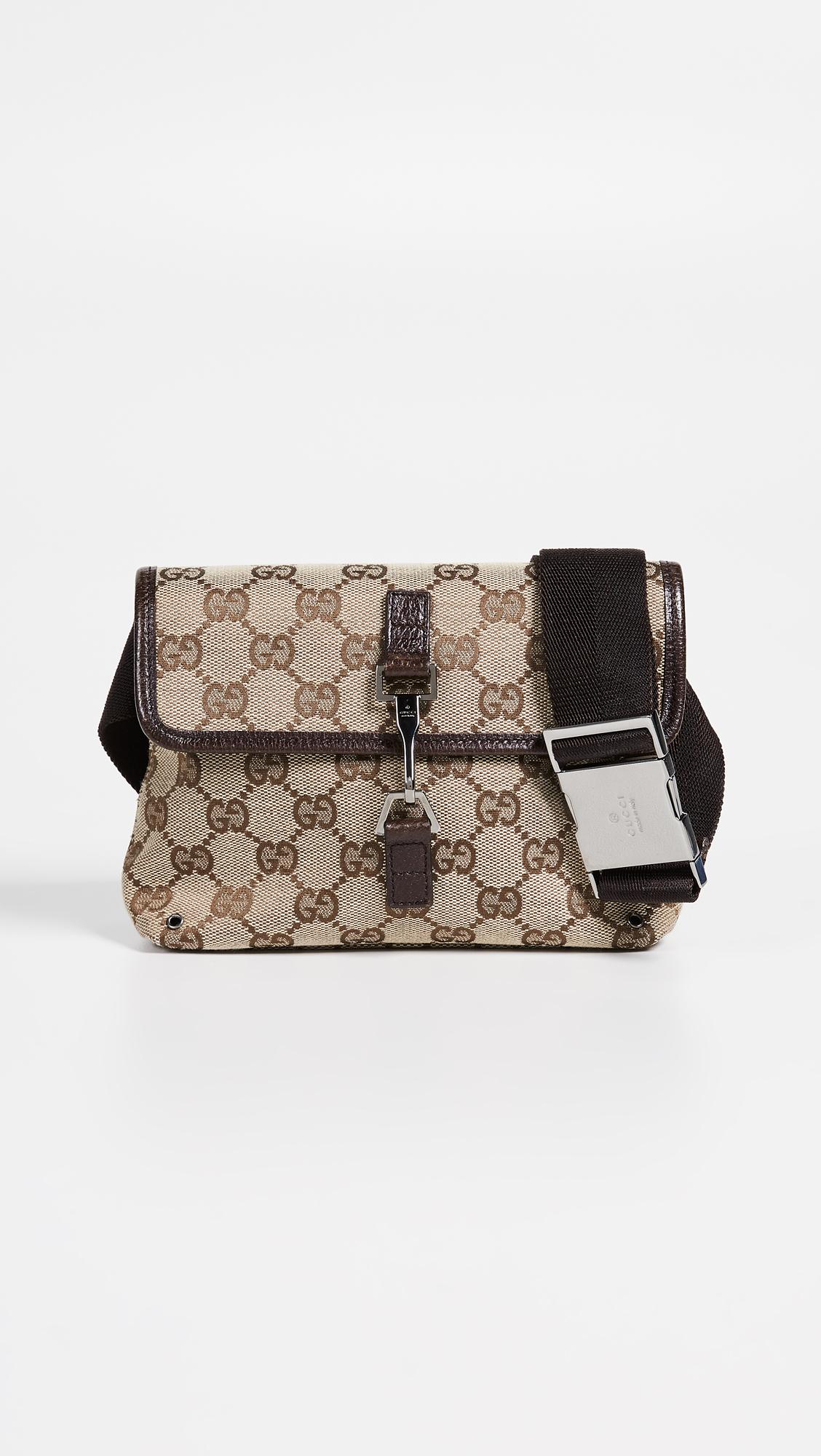 What Goes Around Comes Around Gucci Brown Canvas Belt Bag - Lyst