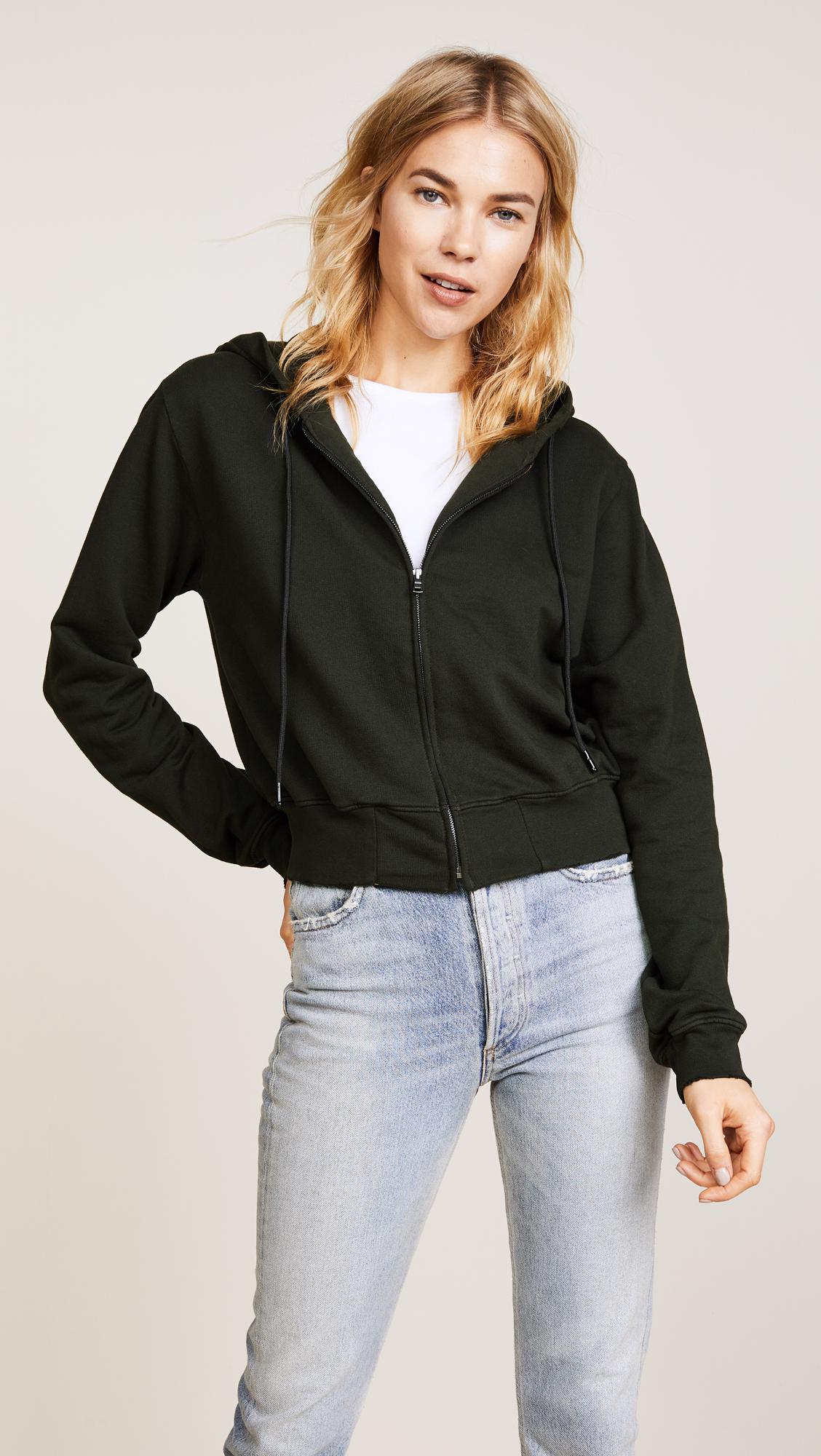 Cotton Citizen The Milan Cropped Zip Up Hoodie In Black Lyst