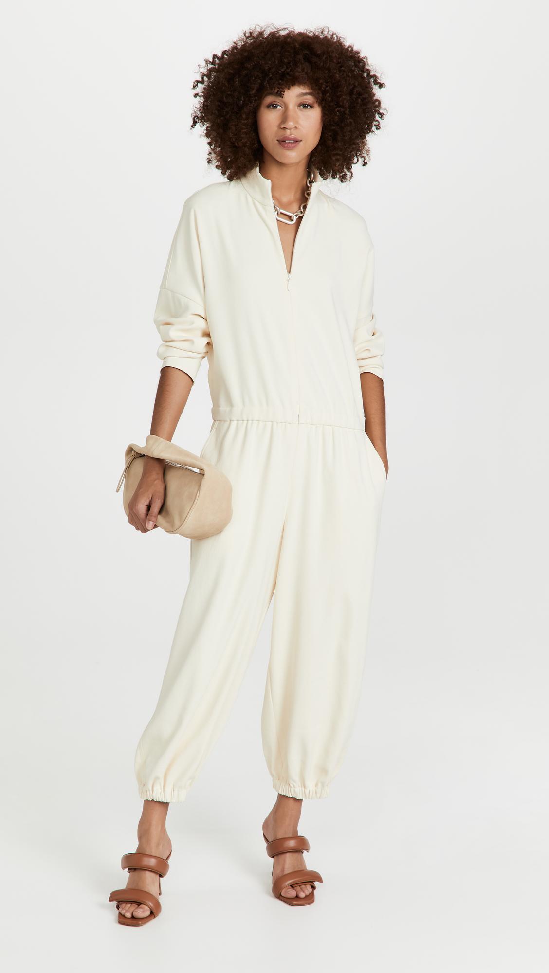 Tibi Chalky Drape Zip Up Jumpsuit in Natural | Lyst Canada