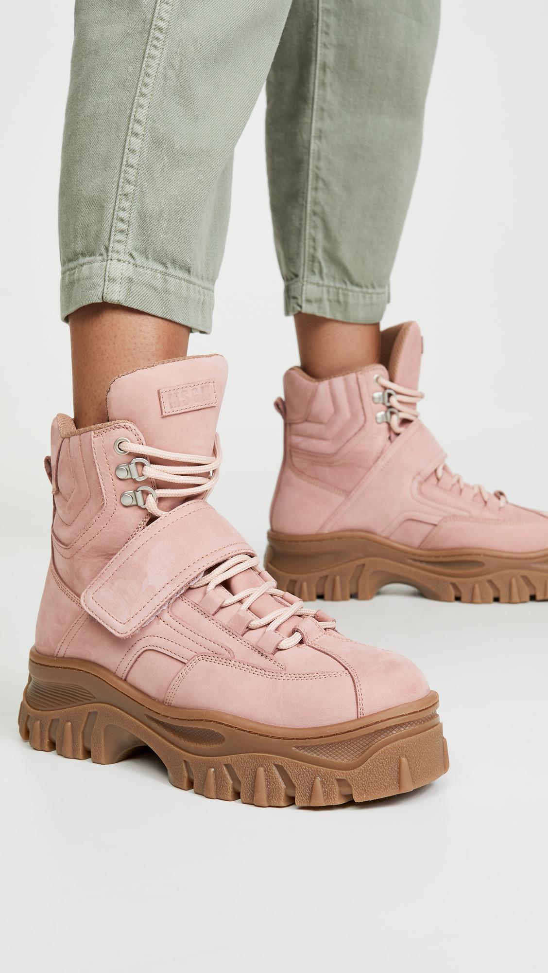 MSGM Chunky Strap Sneaker Boots in Pink | Lyst