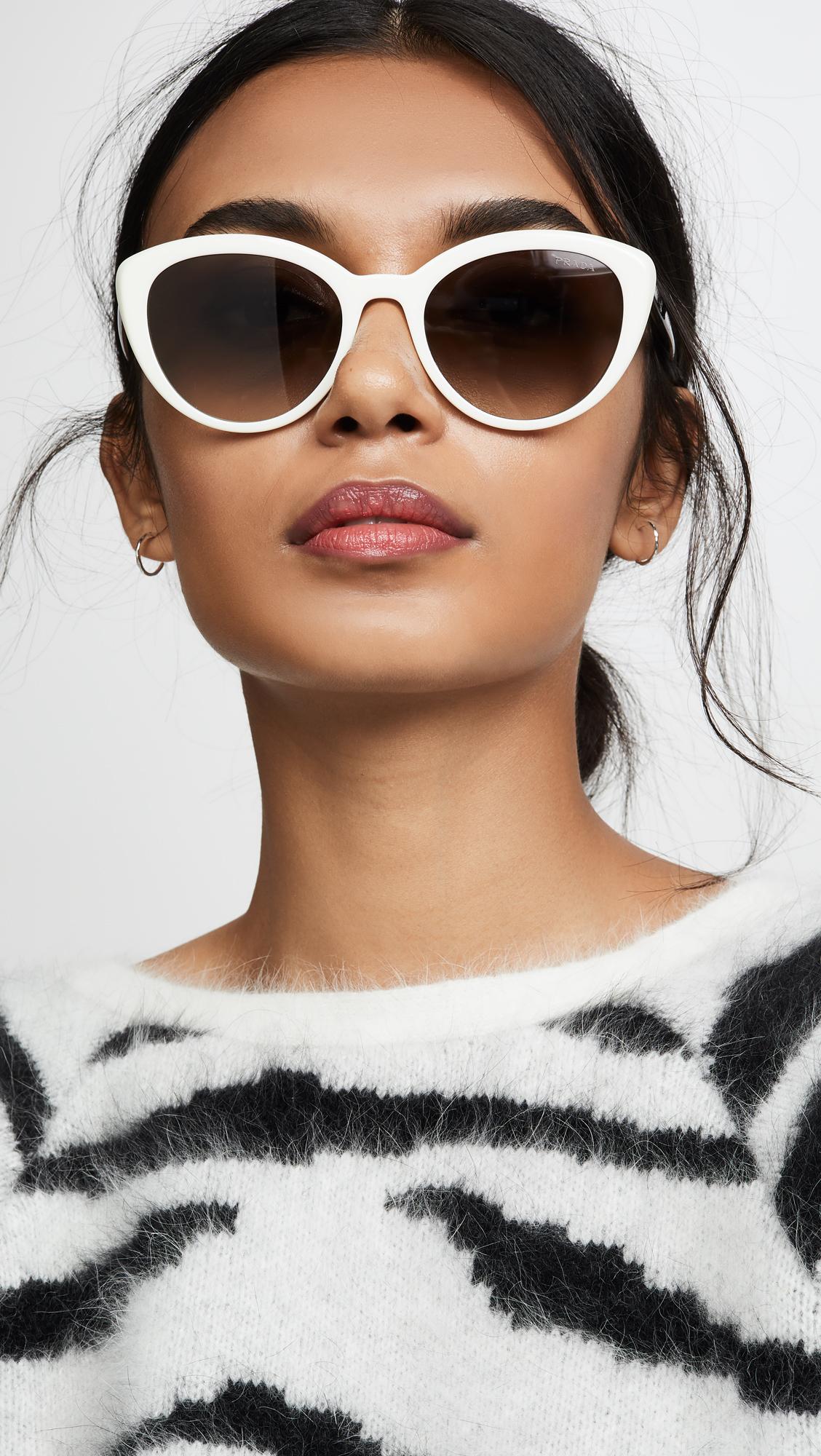 blik Smash melk Prada Classic Cat Eye Sunglasses in White | Lyst