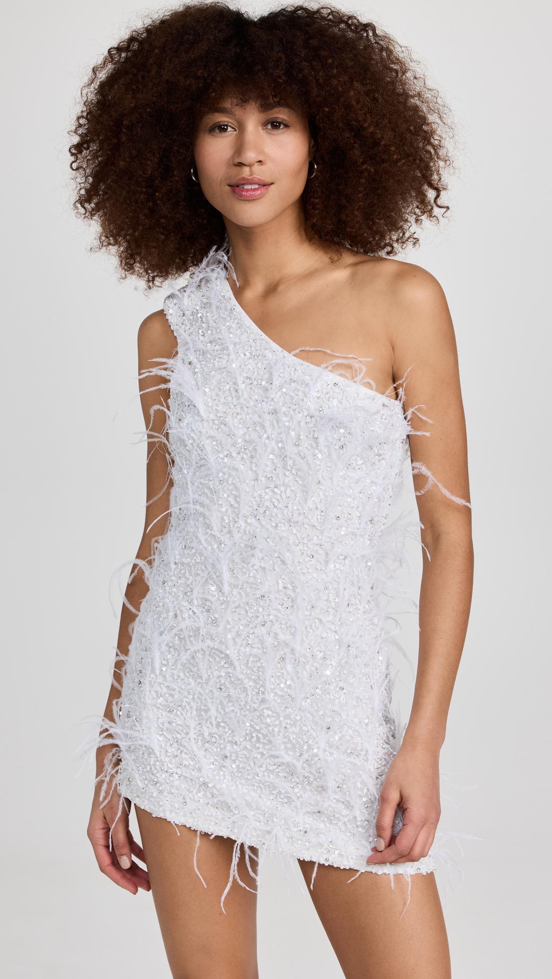 retroféte Sina Feather Dress in White | Lyst