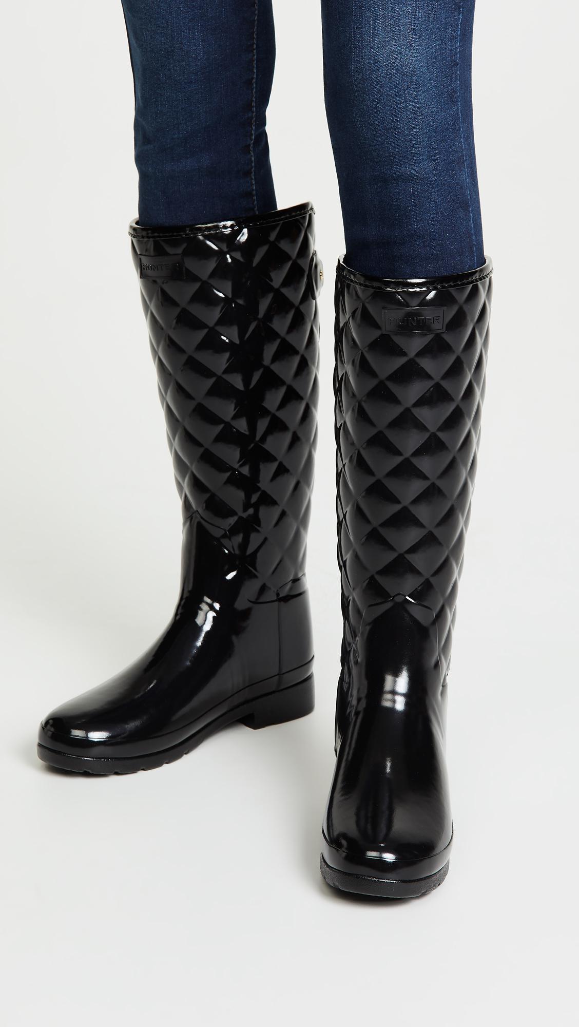 HUNTER Refined Quilted Tall Welly in Black - Save 31% - Lyst