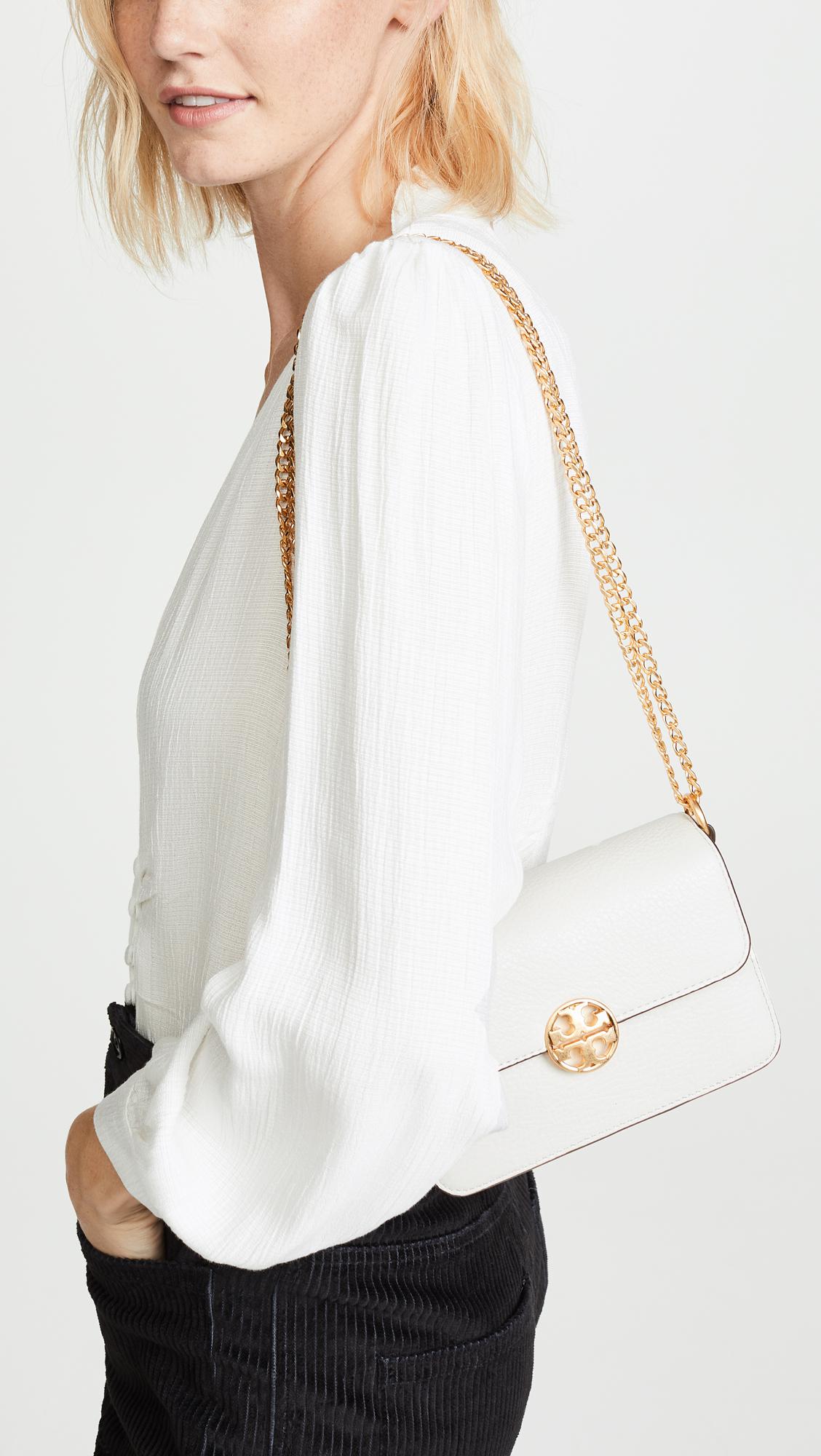 Tory Burch Chelsea Leather Crossbody Bag in White | Lyst