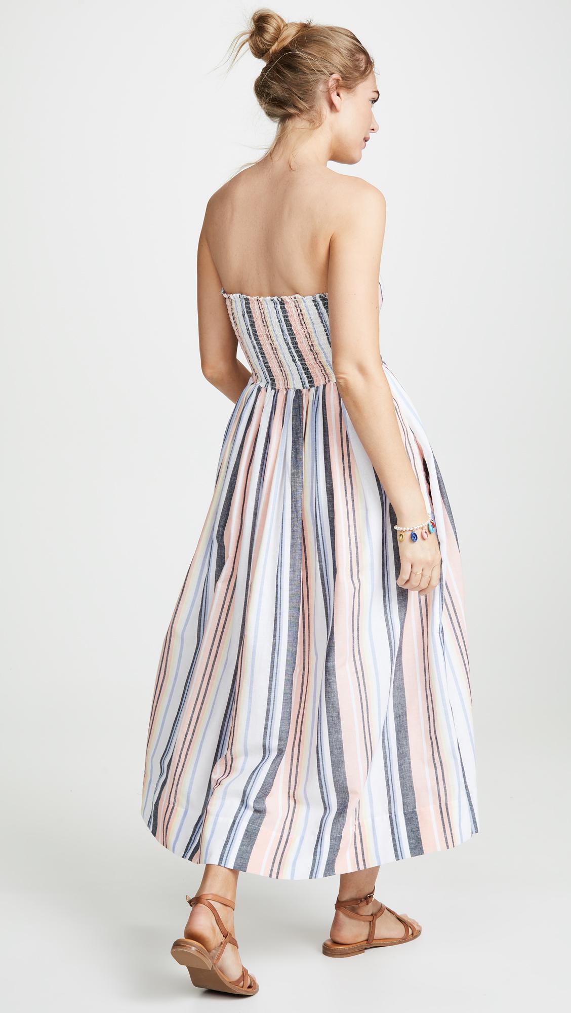 free people lilah cotton pleated strapless midi dress