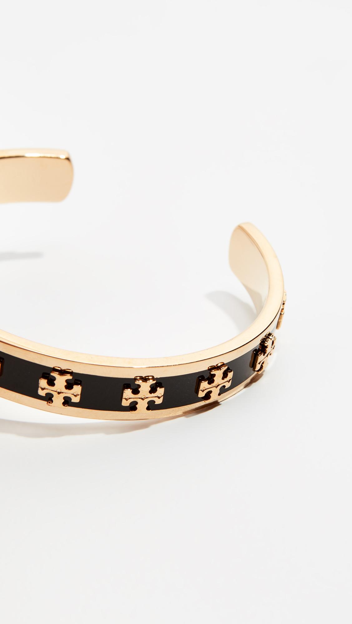 Tory Burch Enamel Raised Logo Cuff Bracelet in Metallic Lyst